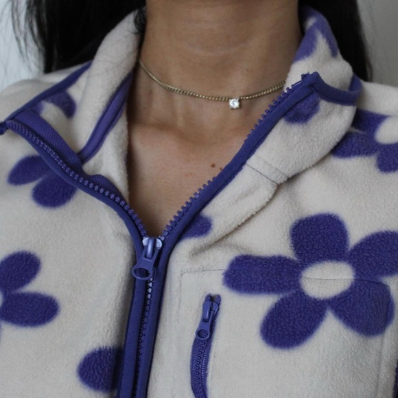 Floral Fleece Vest with Purple Flowers - Picture 2 of 5